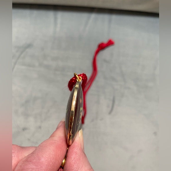 Vintage Asian Cloisonné, enamel tassel pendant with red cord 14 inch hang EUC - Picture 10 of 12